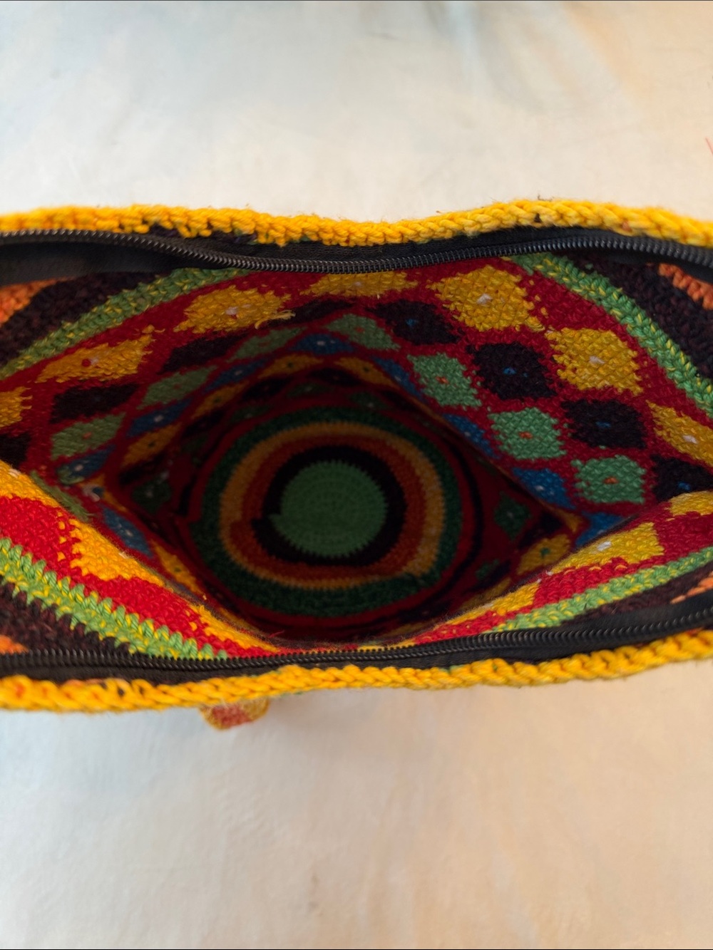 Large Handmade Multicolor Crochet Crossbody Bag - Picture 7 of 10